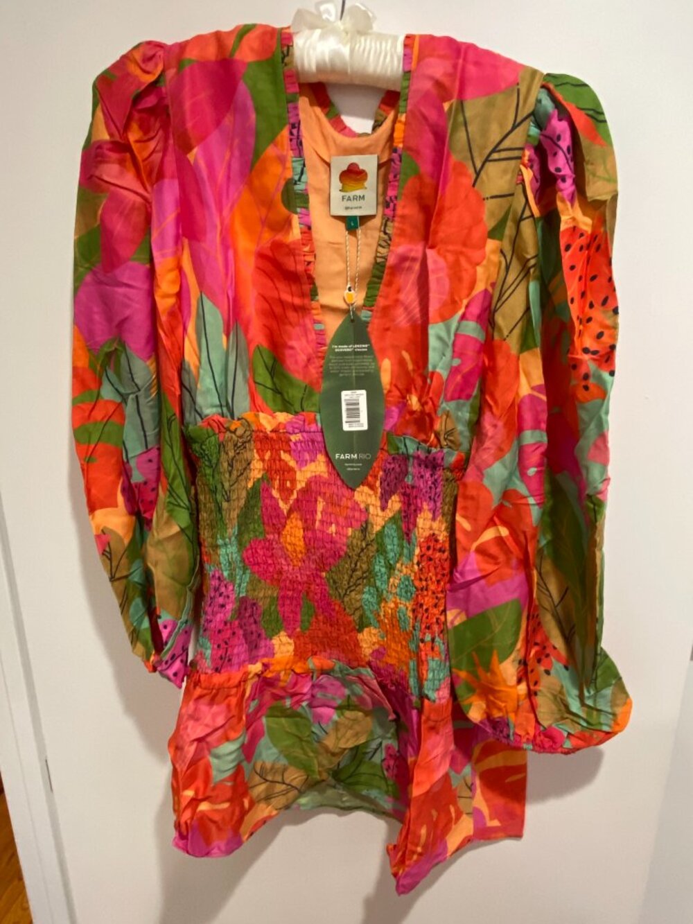 🌴 Anthropologie Farm Rio Sweet Forest Long Sleeve Mini Dress NWT - Picture 2 of 5